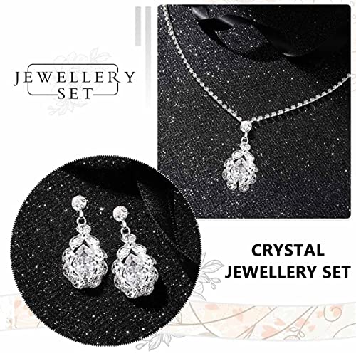 SANNIDHI Women Necklace Earrings Set Rhinestone Necklace Earstud Bridal Wedding Jewelry Sets Zircon Pendent Necklace Prom Gift Jewelry Set for Women and Girls SANNIDHI Women Necklace Earrings Set Rhinestone Necklace Earstud Bridal Wedding Jewelry Sets Zircon Pendent Necklace Prom Gift Jewelry Set for Women and Girls
